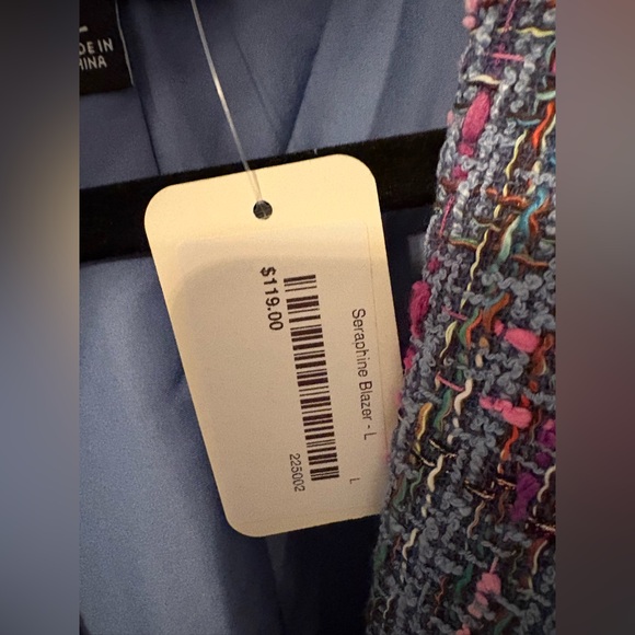 Steve Madden Seraphine Blazer in Blue Multi Blue Tweed Jacket Size L NWT - Picture 9 of 9